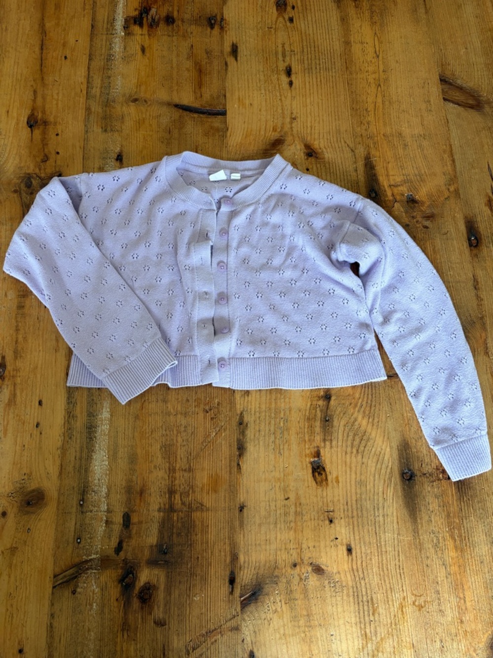 GAP Lilac Cropped Eyelet Button-Front Cardigan
